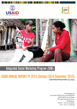 (ISM) USAID ANNUAL REPORT FY 2015 (October 2014-September 2015) Submitted November 27, 2015