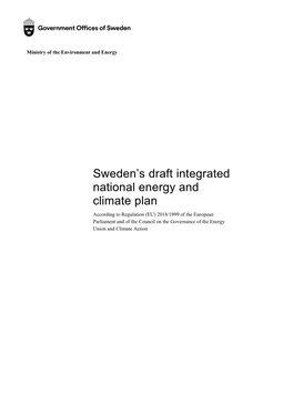 Sweden's Draft Integrated National Energy and Climate Plan