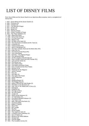 List of Disney Films