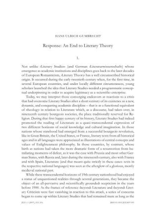 Response: an End to Literary Theory