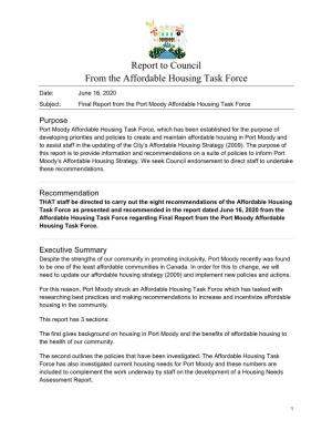 Report to Council from the Affordable Housing Task Force