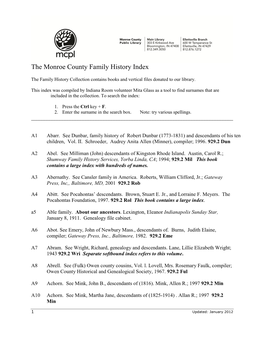 Monroe County Family History Files