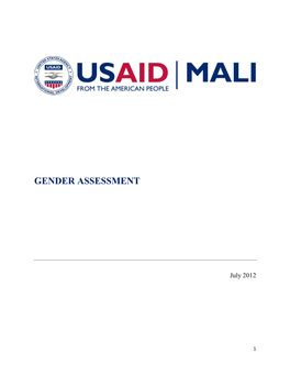 Mali Gender Assessment – an Introductory Note