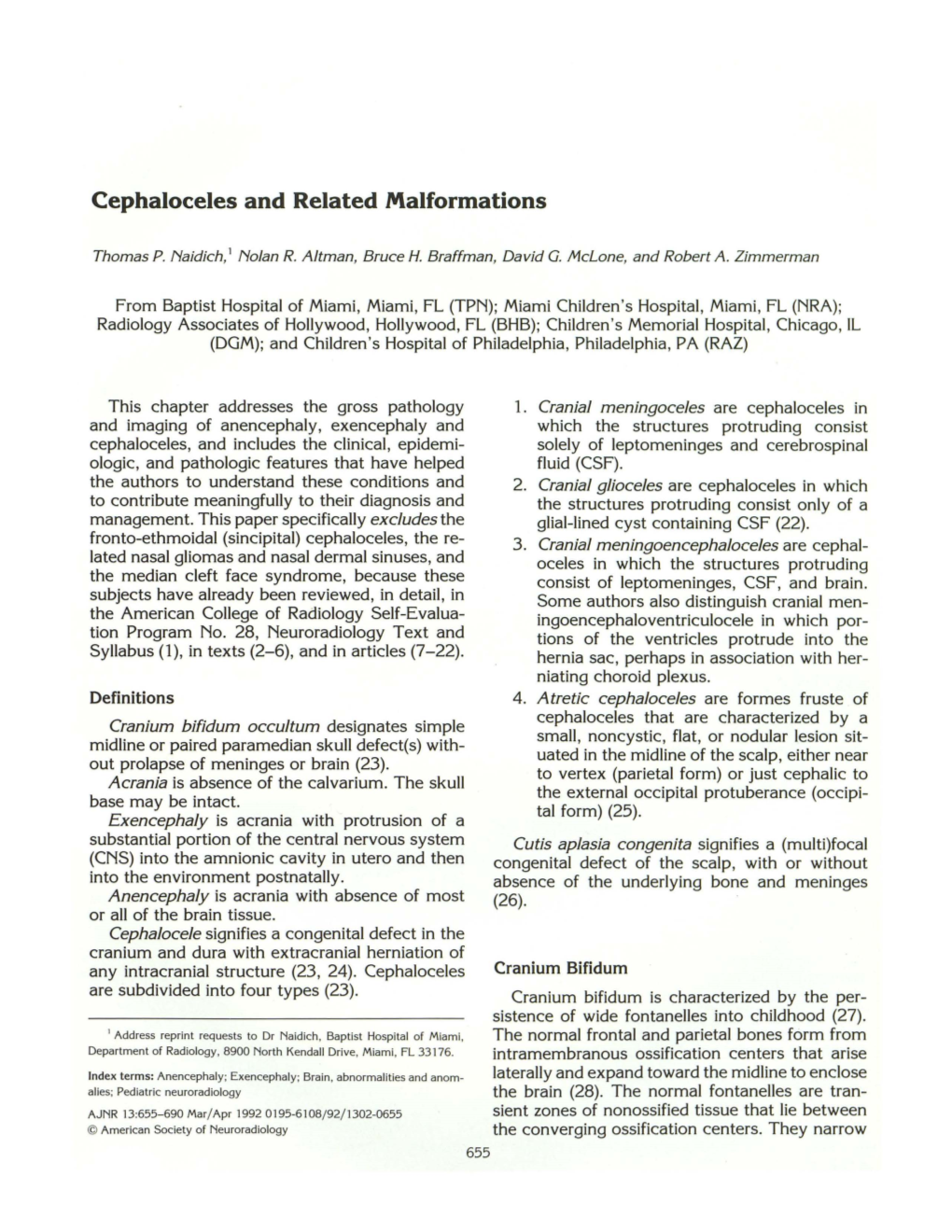 Cephaloceles and Related Malformations