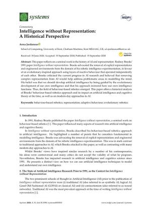 Intelligence Without Representation: a Historical Perspective