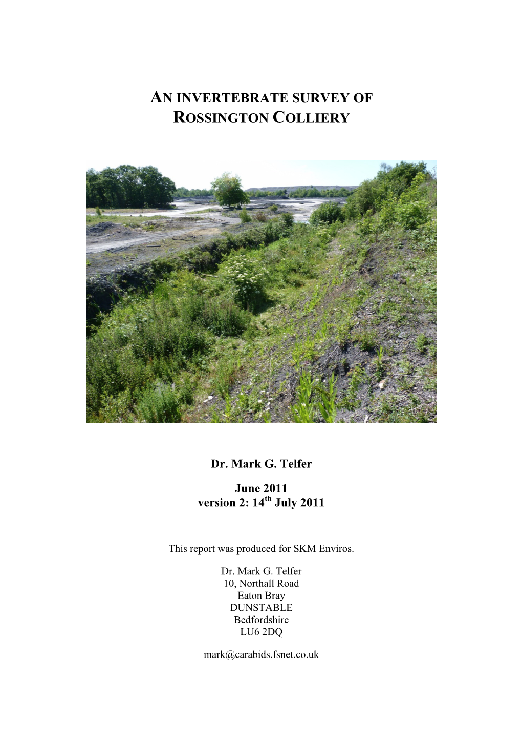 An Invertebrate Survey of Rossington Colliery