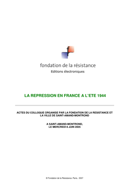 La Repression En France a L'ete 1944