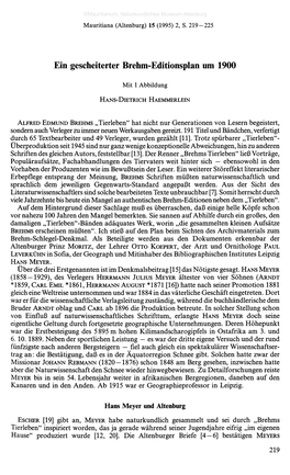 Ein Gescheiterter Brehm-Editionsplan Um 1900Hans-Dietrich