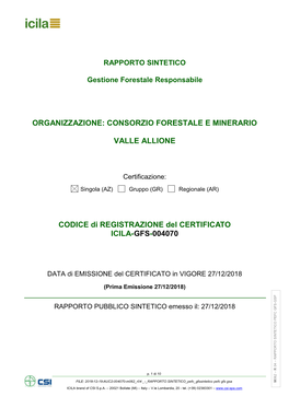 Organizzazione: Consorzio Forestale E Minerario Valle Allione