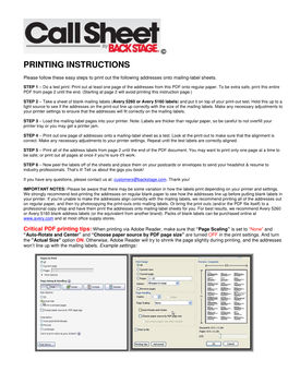 Printing Instructions