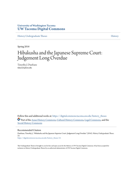Hibakusha and the Japanese Supreme Court: Judgement Long Overdue Timothy J