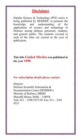 Guided Missiles Was Published in the Year 1990