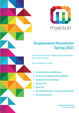Employment Newsletter - Spring 2021