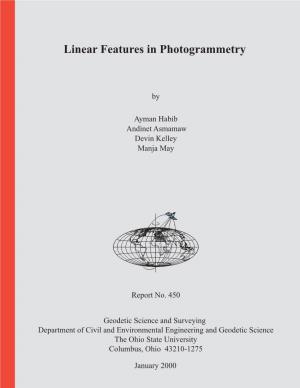 Linear Features in Photogrammetry