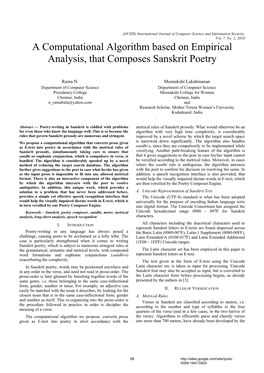 A Computational Algorithm Based on Empirical Analysis, That Composes Sanskrit Poetry