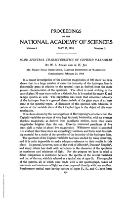 Some Spectral Characteristics of Cepheid Variables by W
