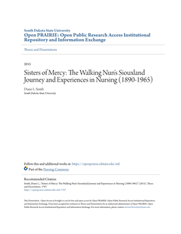 Sisters of Mercy: the Alw King Nun's Siouxland Journey and Experiences in Nursing (1890-1965) Diane L
