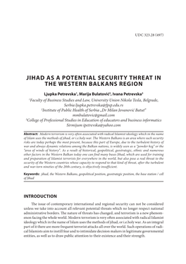 Jihad As a Potential Security Threat in the Western Balkans Region