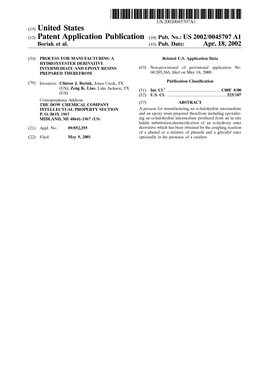 (12) Patent Application Publication (10) Pub. No.: US 2002/0045707 A1 Boriak Et Al