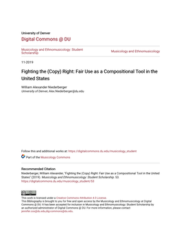 Fair Use As a Compositional Tool in the United States