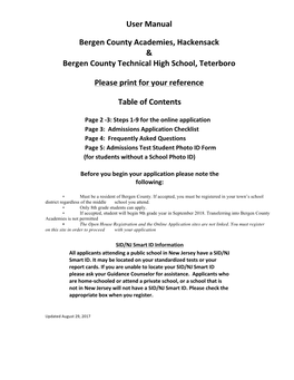 Bergen County Technical Schools ADMISSIONS TEST STUDENT PHOTO ID FORM