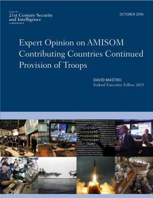 Expert Opinion on AMISOM Contributing Countries Continued Provision of Troops