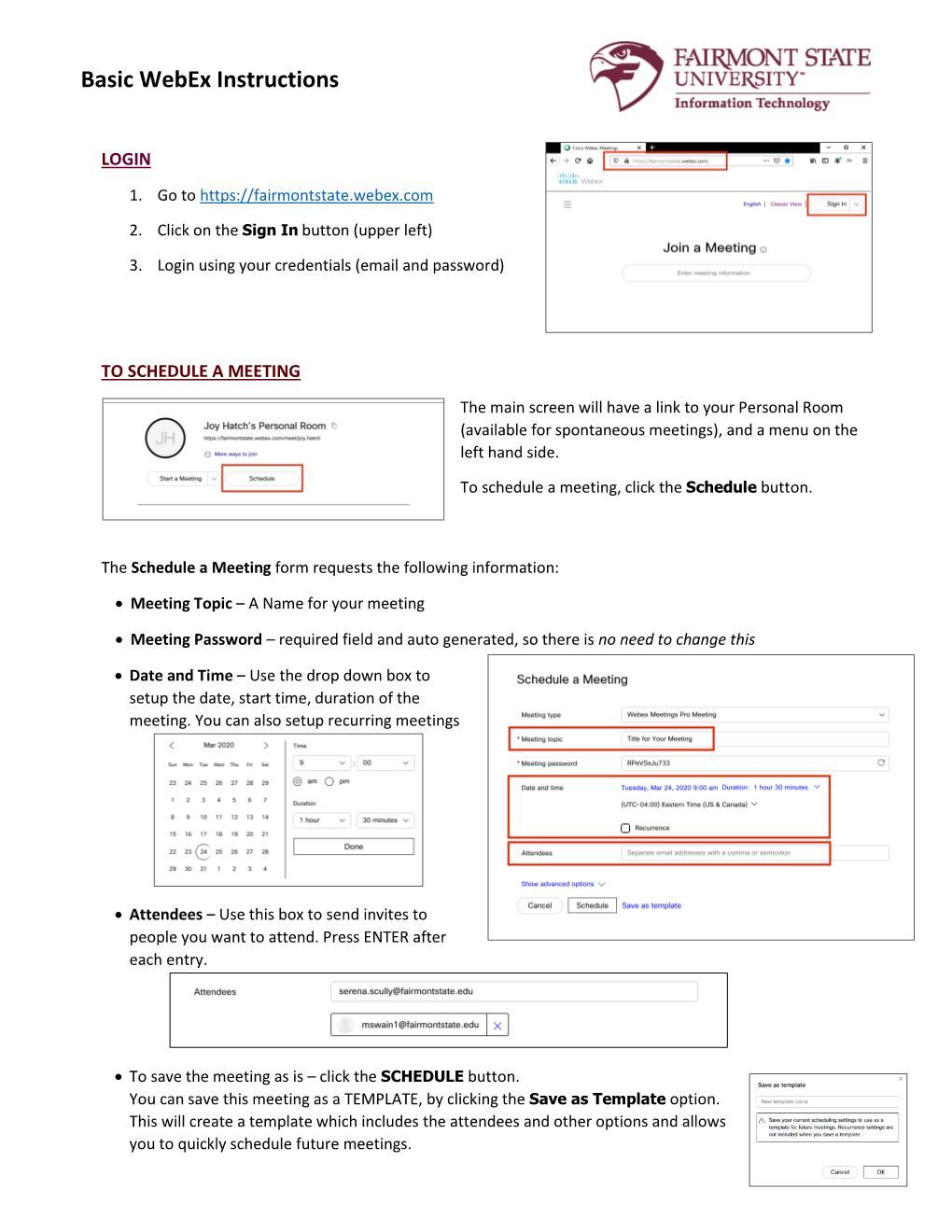 Basic Webex Instructions