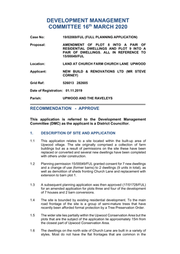 DEVELOPMENT MANAGEMENT COMMITTEE 16Th MARCH 2020