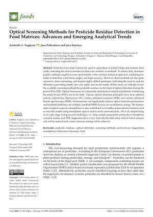 Optical Screening Methods for Pesticide Residue Detection in Food Matrices: Advances and Emerging Analytical Trends
