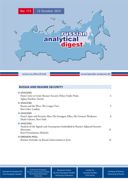 Russian Analytical Digest No 173: Russia and Regime Security