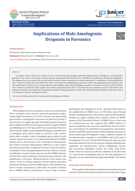 Implications of Male Amelogenin Dropouts in Forensics
