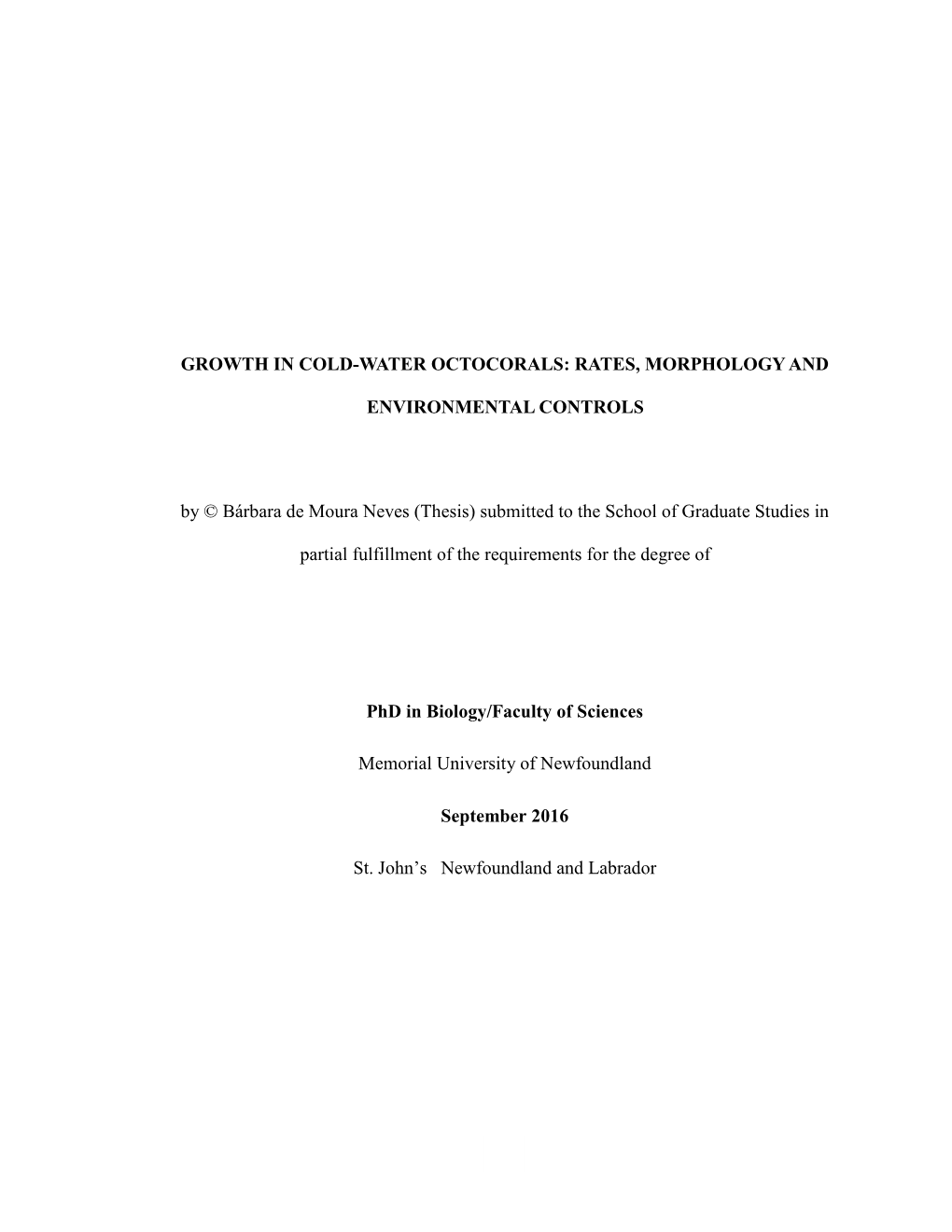 Thesis) Submitted to the School of Graduate Studies In
