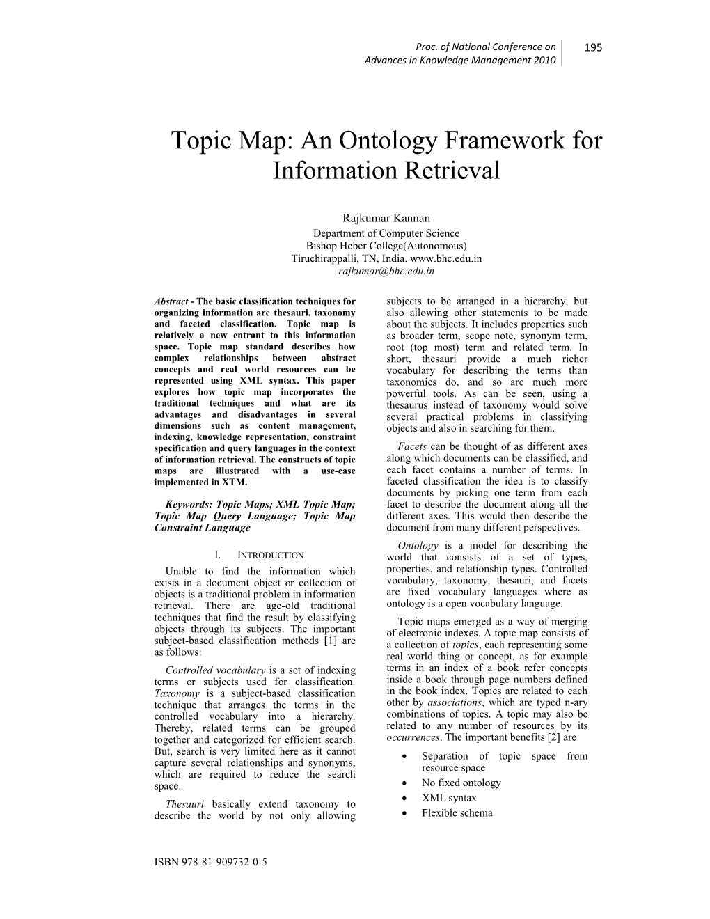 Topic Map: an Ontology Framework for Information Retrieval