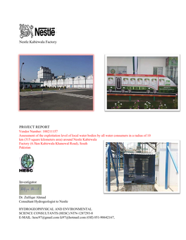 Nestle Kabirwala Factory PROJECT REPORT Investigator