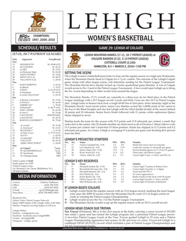 Women's Basketball Lehigh Combined Team Statistics (As of Feb 29, 2016) All Games