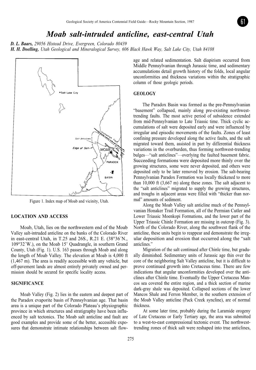 Moab Salt-Intruded Anticline, East-Central Utah D