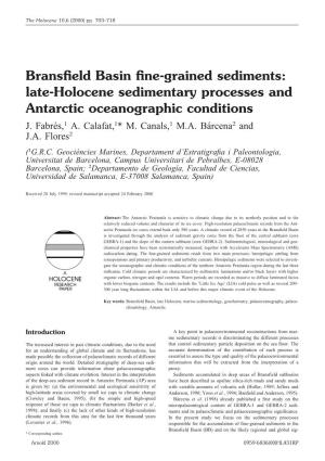 Bransfield Basin Fine-Grained Sediments: Late-Holocene