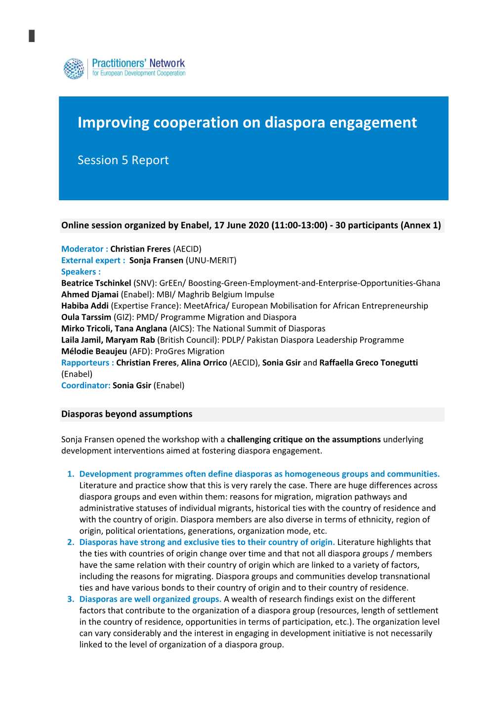 Improving Cooperation on Diaspora Engagement