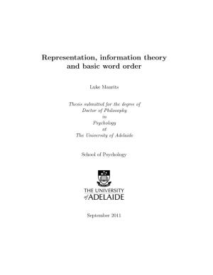 Representation, Information Theory and Basic Word Order