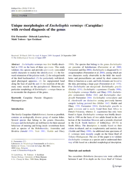 Unique Morphologies of Encheliophis Vermiops (Carapidae) with Revised Diagnosis of the Genus