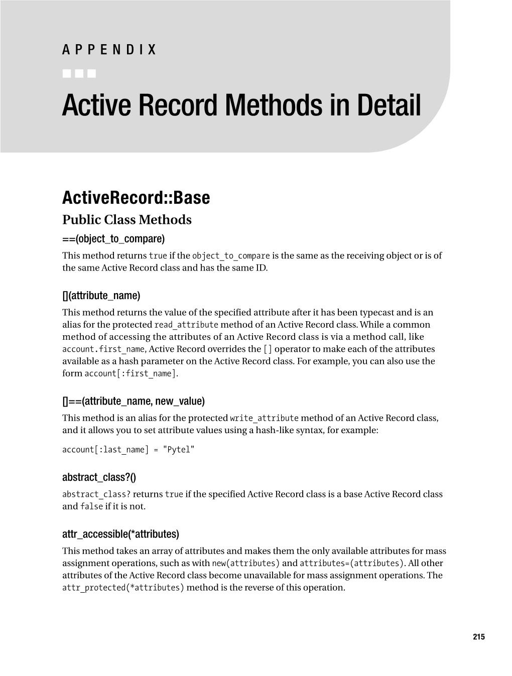 Active Record Methods in Detail