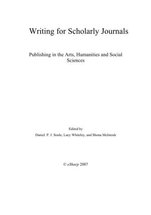 Writing for Scholarly Journals