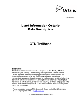 Land Information Ontario Data Description OTN Trailhead