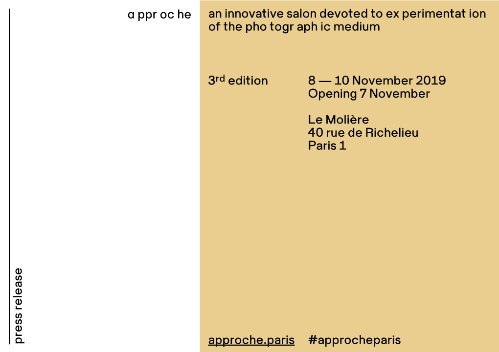 8 — 10 November 2019 Opening 7 November Le Molière 40 Rue De