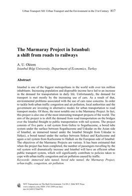 The Marmaray Project in Istanbul: a Shift from Roads to Railways
