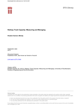Railway Track Capacity: Measuring and Managing