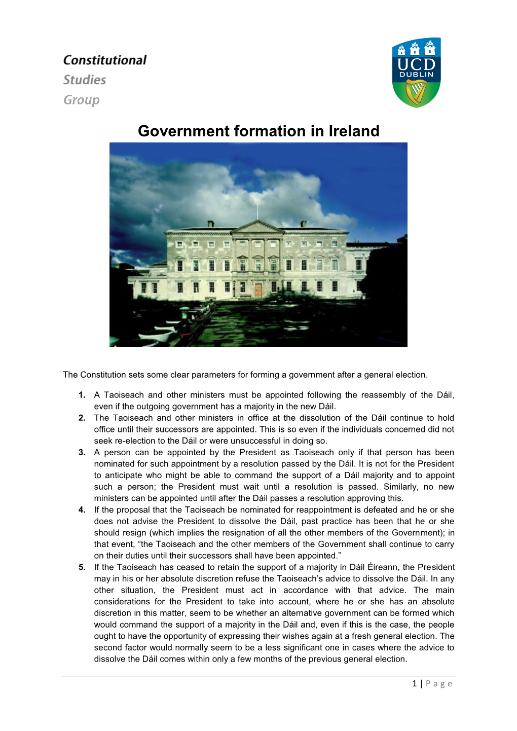 Government Formation in Ireland