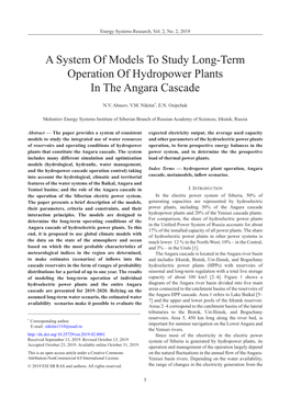 A System of Models to Study Long-Term Operation of Hydropower Plants in the Angara Cascade