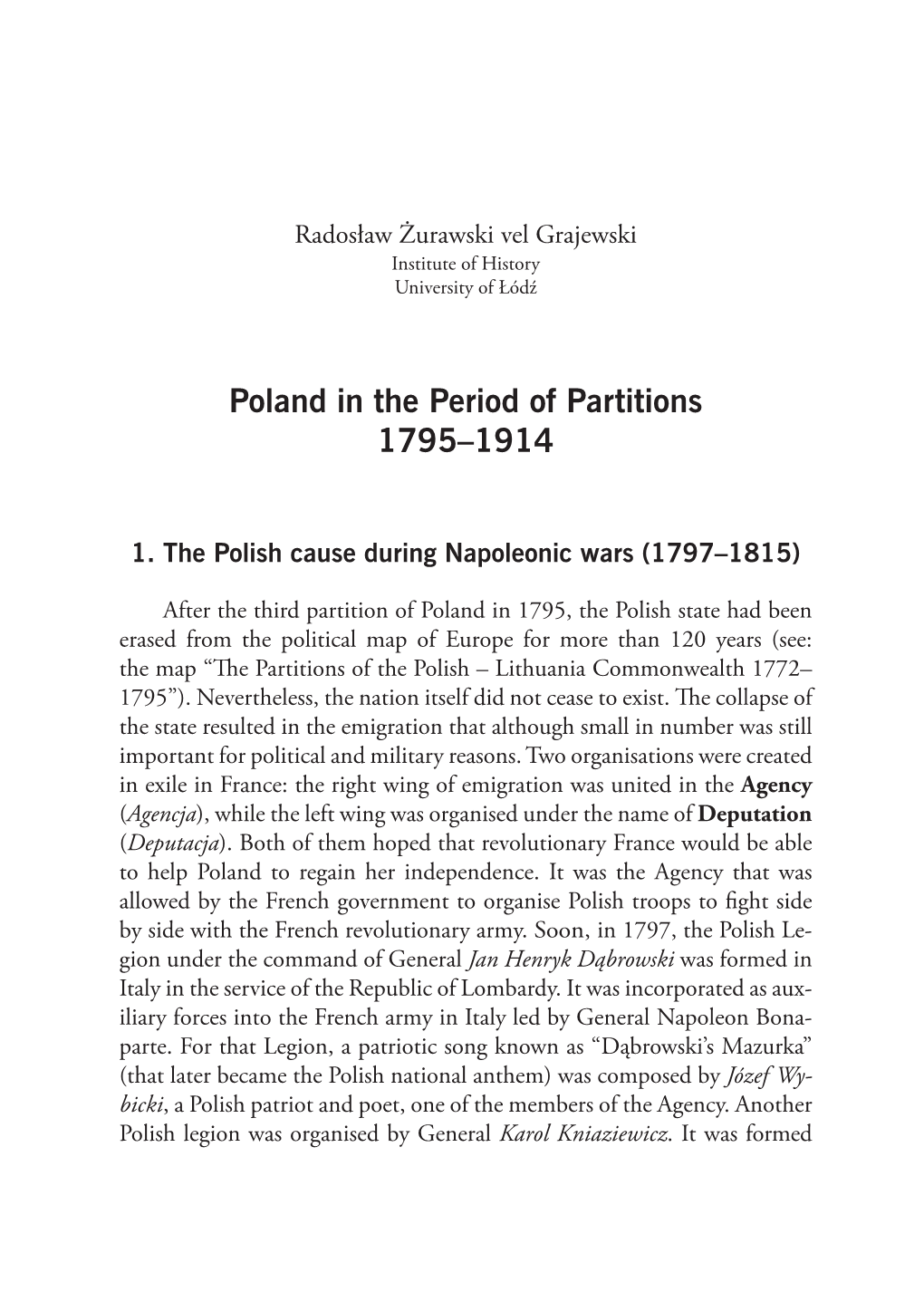 Poland in the Period of Partitions 1795–1914