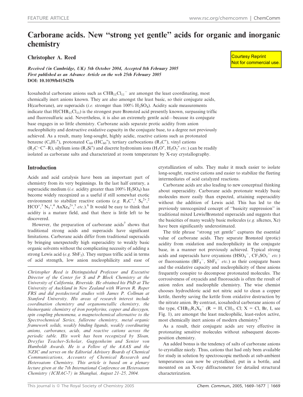 Carborane Acids. New ‘‘Strong Yet Gentle’’ Acids for Organic and Inorganic Chemistry